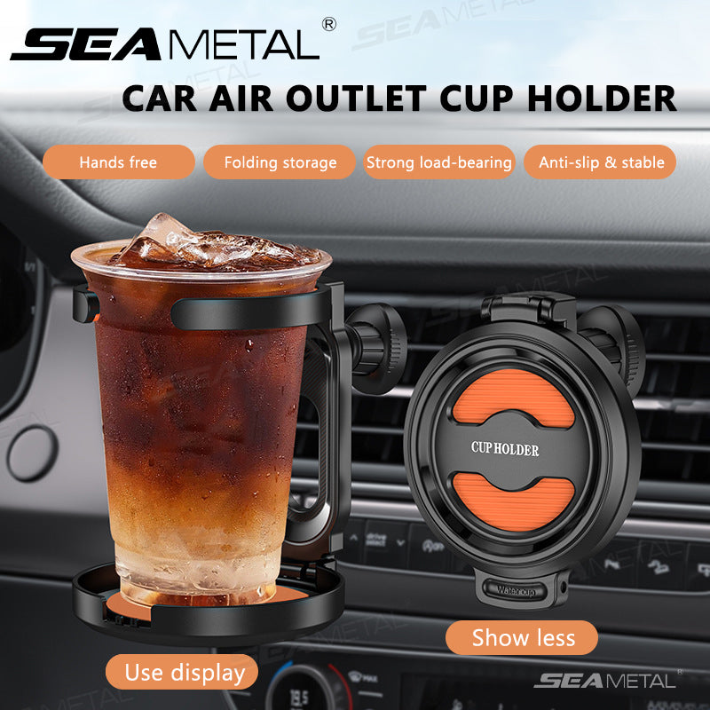 SEAMETAL Car Cup Holder For Air Vent Universal Foldable Drink Rack Stand