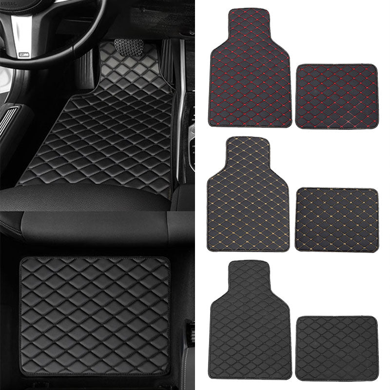 SEAMETAL Car Floor Mats PU Leather Car Carpet Foot Pads 4Pcs/Set