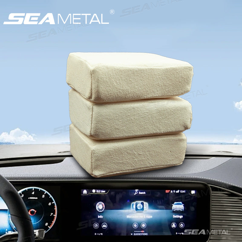 SEAMETAL Chamois Suede 3PCS Car Cleaning Sponge Demister Block Washing Cleaner Car Buffer Polisher Waxing Tools