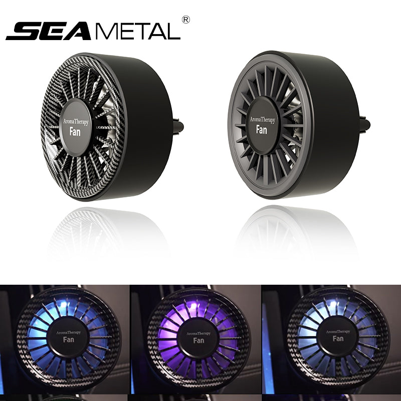 SEAMETAL Car Aromatherapy Fan Car Air Outlet Fragrance Freshener 360° Adjustable USB Cooling Fan
