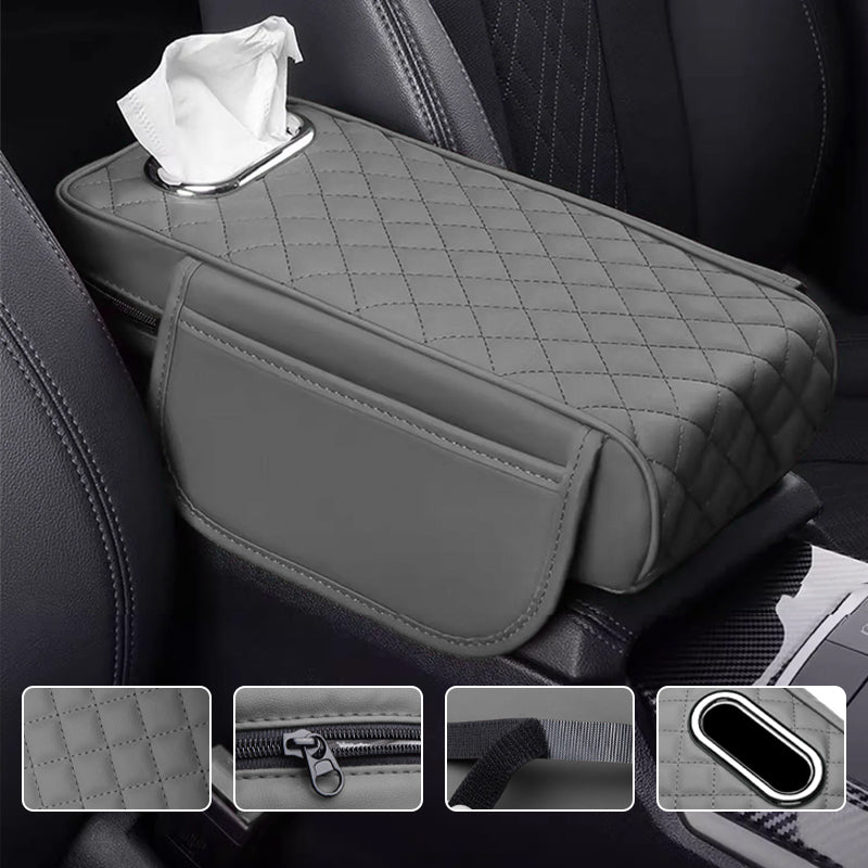 SEAMETAL Universal Car Armrest Console Pad with Tissue Holder Elbow Rest Cushion