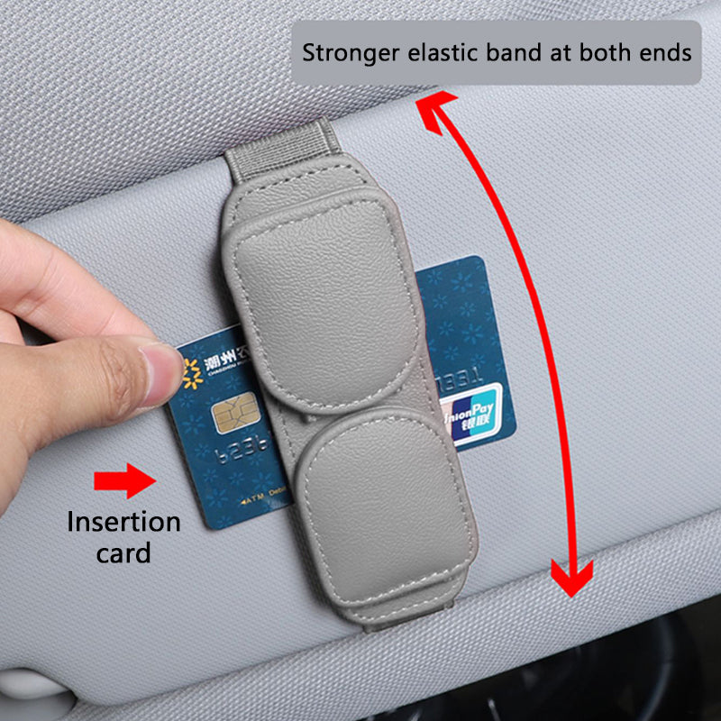 SEAMETAL Car Glasses Clip Leather Card Holder Magnetic Sun Visor Organizer