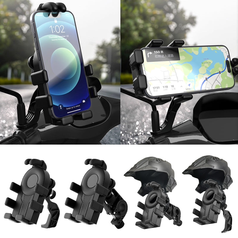 SEAMETAL Motorcycle Cell Phone Holder GPS Shockproof Smartphone Handlebar and Rearview Mirror Mount Airbag Shock Absorber Bracket