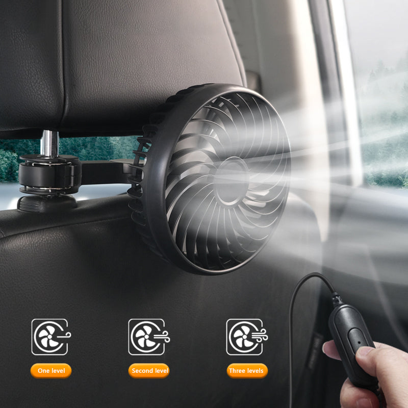 SEAMETAL Cooling Car Fan Headrest USB Fans For Car Rear Seat Free-Adjustment 3-Speed Strong Wind Auto Fan