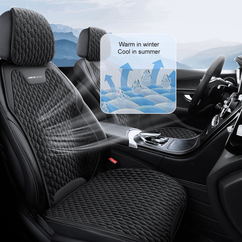 SEAMETAL Flax Car Seat Cover Front or Rear Linen Fabric Seat Cushion