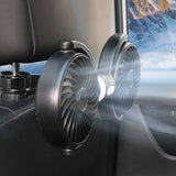 SEAMETAL Dual Head Car Fan Rotatable Rear Seat Dual Fan USB Rechargeable 3-Speed Adjustable Air Cooling Fan