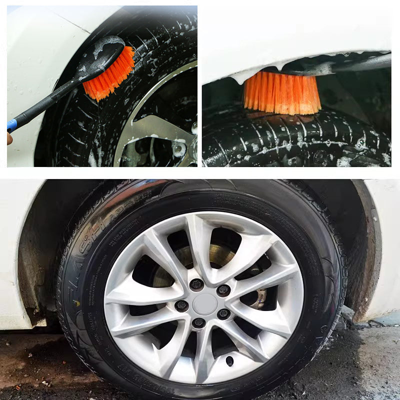 SEAMETAL Car Tyre Rim Cleaning Brush Non-slip Long-handle Brush Car / Bike Wheel Hub Cleaning Washing Tools