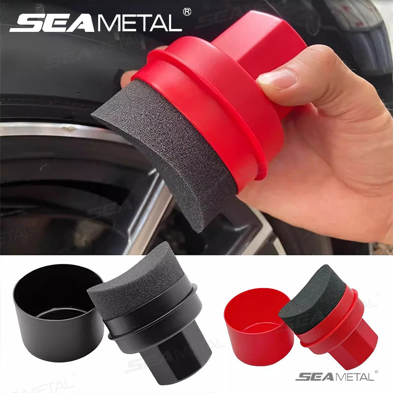 SEAMETAL Car Tire Polishing Brush Handheld Curved Car Cleaning Waxing Sponge Brush