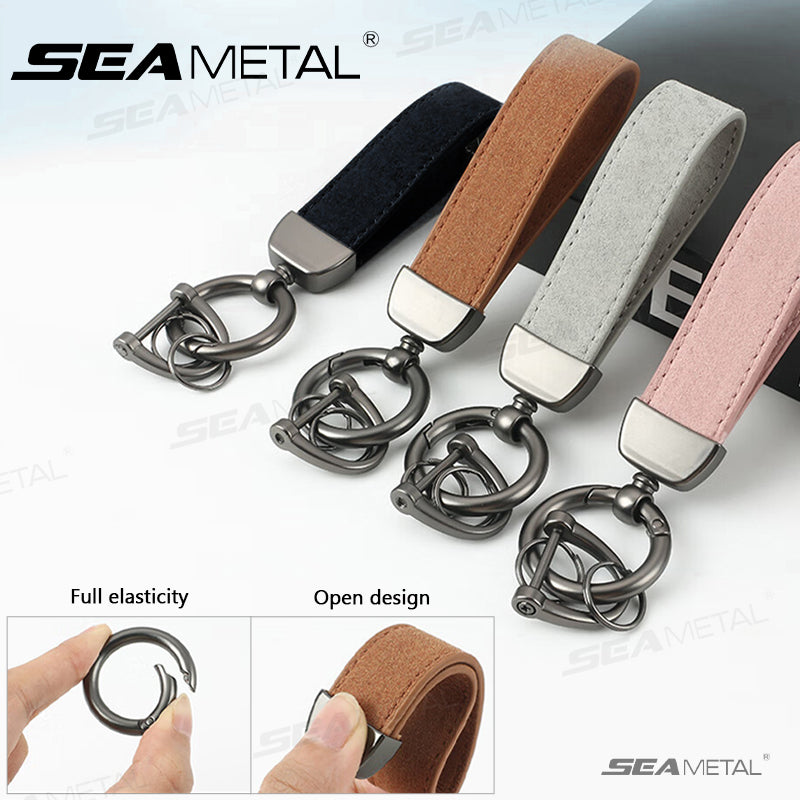 SEAMETAL Suede Metal Buckle Car Keychains Universal Key Chain