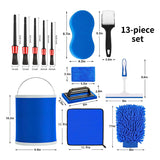 SEAMETAL 13pcs Car Cleaning Brush Set Car Detail Cleaning Gloves with Towel Sponge