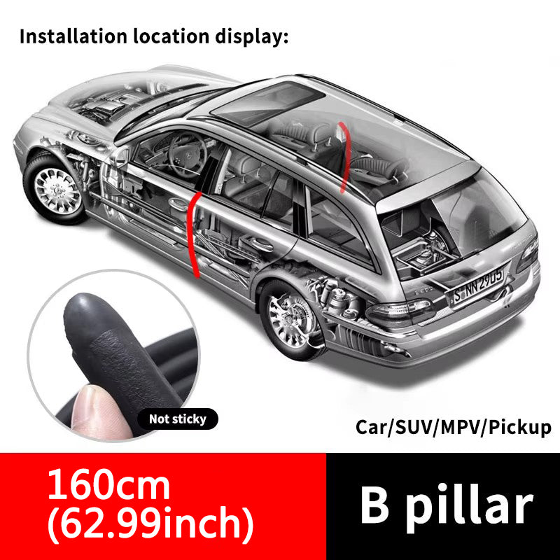 SEAMETAL 1.6m/2m Car Door Edge Seal Strip Rubber B-Pillar Weatherstrip