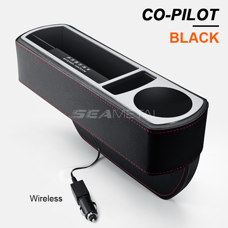 Car Seat Gap Storage Box 12V USB Wireless Charging Phone Interior Auto Seat  Crevice Organizer - Wireless black right