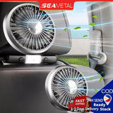 SEAMETAL Double Head Car Fan USB Charge Big Wind 3 Speed Control Electric Back Seat Electricfan 360°