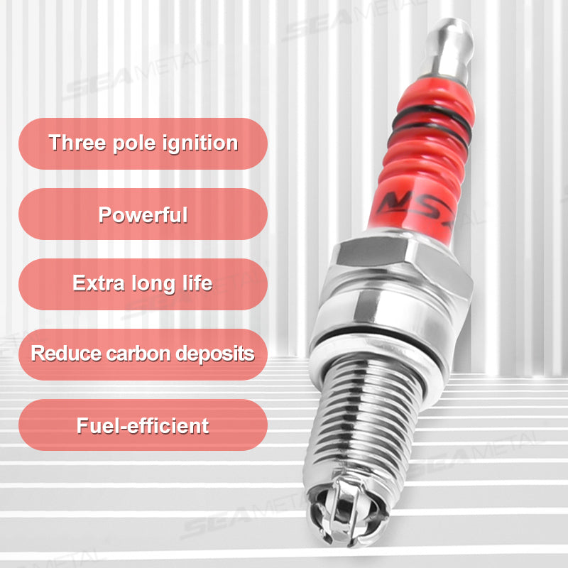 SEAMETAL Racing Spark Plug 3 Triple Electrode A7TC D8TC Fits for GY6 CG 50 70 110 125 150CC Motorcycle Atv Scooter