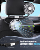 USB Car Fan for Backseat 3 Speeds Headrest Electricfan with LED Lights