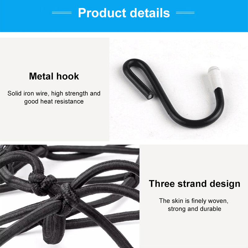 SEAMETAL Motorcycle Luggage Net Elastic Mesh with 6 Adjustable Hooks