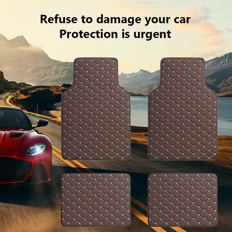 SEAMETAL Car Floor Mats PU Leather Car Carpet Foot Pads 4Pcs/Set