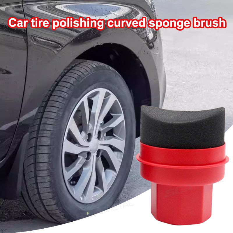 SEAMETAL Car Tire Polishing Brush Handheld Curved Car Cleaning Waxing Sponge Brush