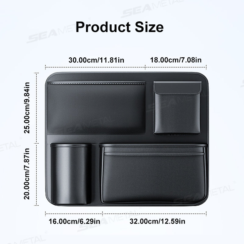 SEAMETAL Durable Black Fabric Car Trunk Organizer with Seat Back Storage