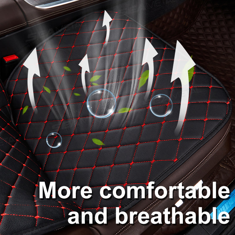 SEAMETAL Leather Car Seat Covers Anti-Slip Breathable Front/Rear Seat Protector Cushion