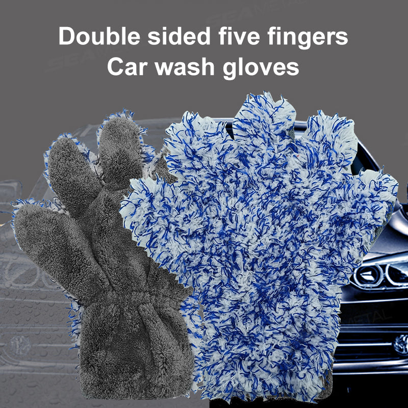 SEAMETAL Microfiber Car Wash Gloves Plush Ultra-soft Car Washing Mitt