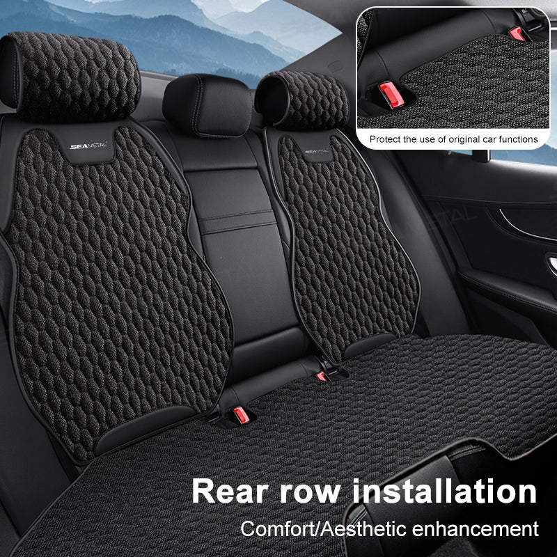 SEAMETAL Flax Car Seat Cover Front or Rear Linen Fabric Seat Cushion