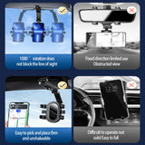 SEAMETAL Sun Visor Phone Holder,360° Rotatable Rearview Phone Holder, Cell Phone Holder for Car Sun Visor