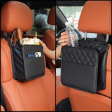 SEAMETAL Multifunctional Leather Car Seat Storage Bag Hanging Garbage Bag