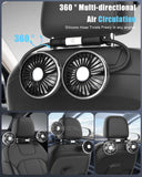 USB Car Fan for Backseat 3 Speeds Headrest Electricfan with LED Lights