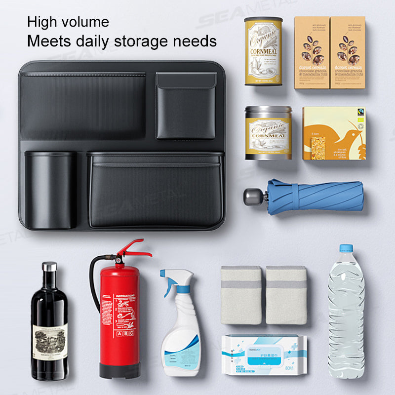 SEAMETAL Durable Black Fabric Car Trunk Organizer with Seat Back Storage