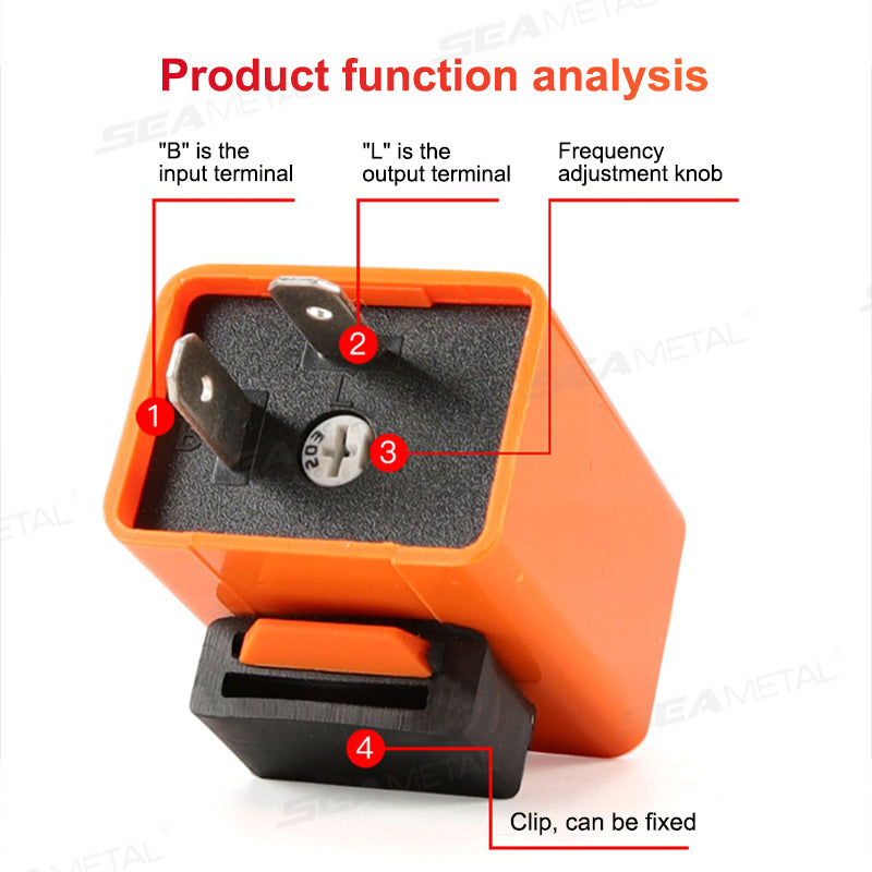 SEAMETAL 2 Pin Signal Relay Motorcycle Adjustable LED Flasher Relay12V
