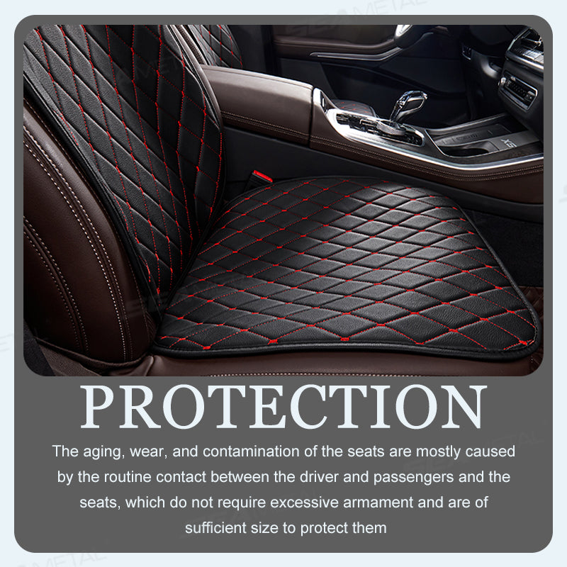 SEAMETAL Leather Car Seat Covers Anti-Slip Breathable Front/Rear Seat Protector Cushion