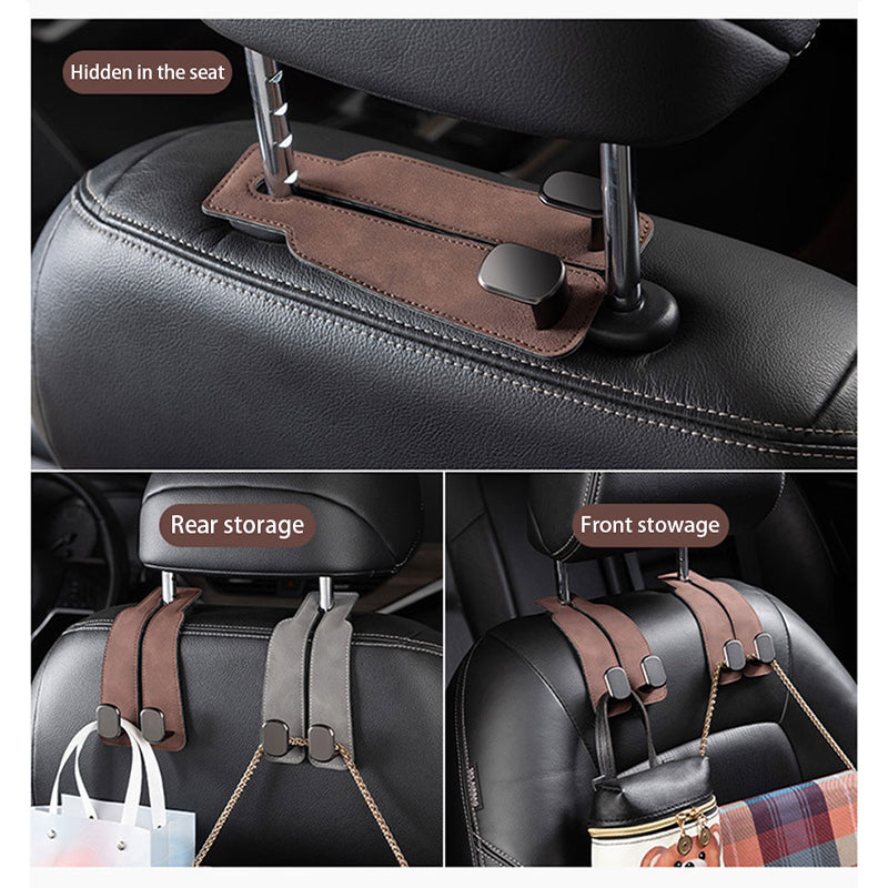 SEAMETAL Faux Leather Car Seat Headrest - Concealed Metal Hook Design, Strong Load-Bearing Capacity