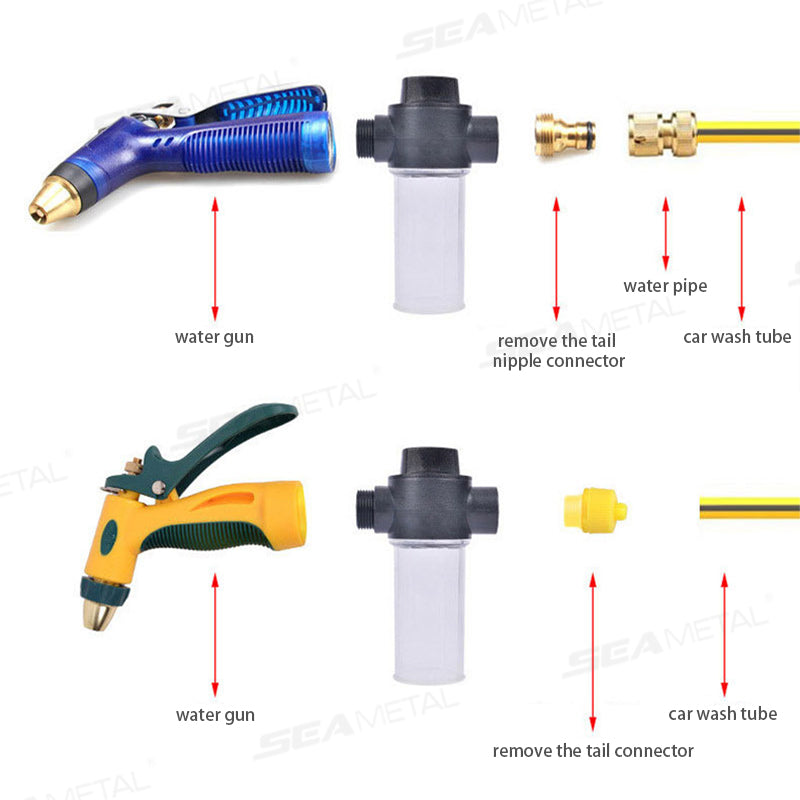 SEAMETAL Car Washer Foam Generator Washing Spray Bottle Lance Sprinkler Water Gun Hose Nozzle