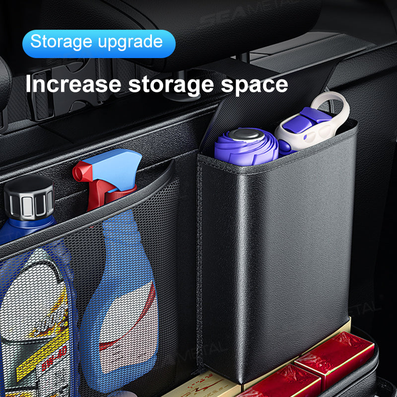 SEAMETAL Durable Black Fabric Car Trunk Organizer with Seat Back Storage