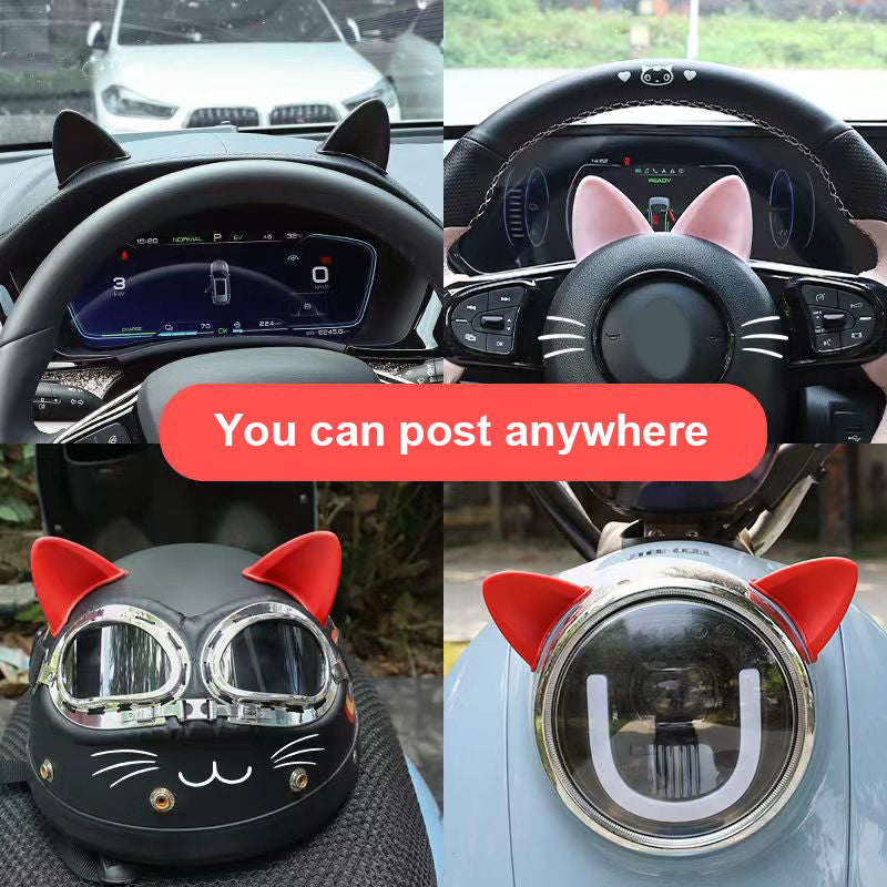 SEAMETAL Motorcycle Helmet Cat Ears Decoration Motocross Helmet Accessories Silicone Cat Ears Sticker