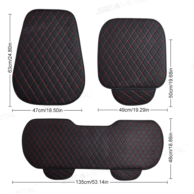 SEAMETAL Leather Car Seat Covers Anti-Slip Breathable Front/Rear Seat Protector Cushion