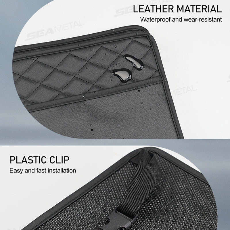 SEAMETAL Multifunctional Leather Car Seat Storage Bag Hanging Garbage Bag