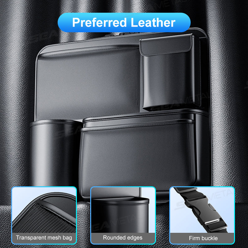 SEAMETAL Durable Black Fabric Car Trunk Organizer with Seat Back Storage