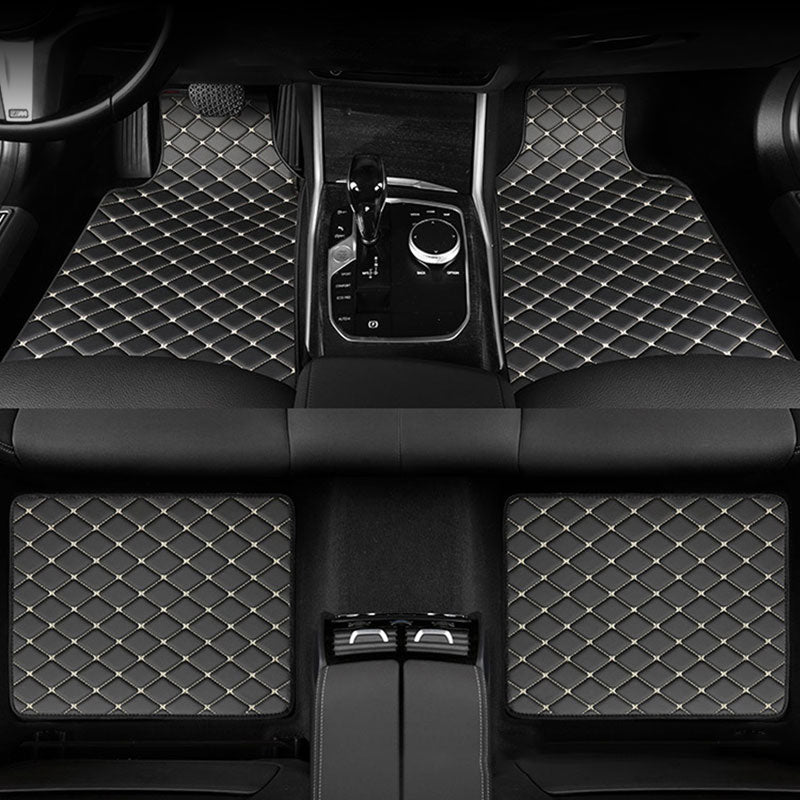 SEAMETAL Car Floor Mats PU Leather Car Carpet Foot Pads 4Pcs/Set