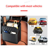 SEAMETAL Multifunctional Leather Car Seat Storage Bag Hanging Garbage Bag