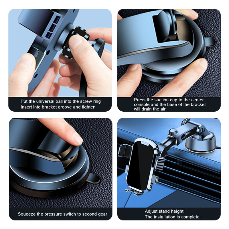 SEAMETAL Car Phone Holder Suction Cup Center Console Phone Stand 360° Free Adjustment Smartphone Holder