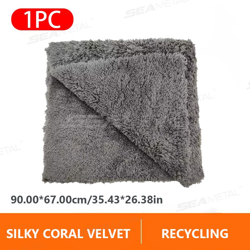 SEAMETAL 500GSM Car Wash Towel Cleaning Cloth Rag Thickened Coral Fleece Microfiber Towel Car Detailing Care Tools