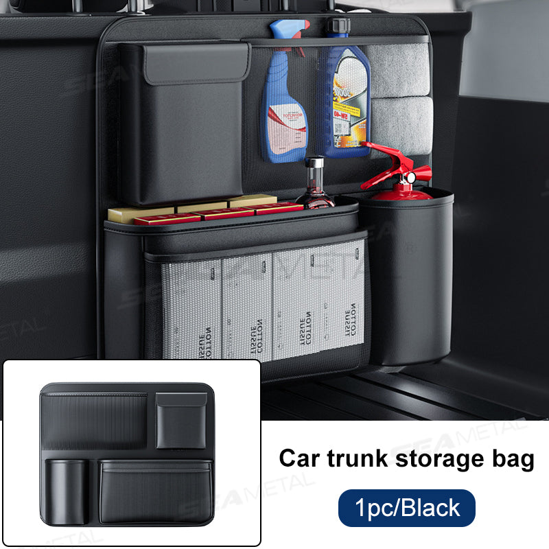 SEAMETAL Durable Black Fabric Car Trunk Organizer with Seat Back Storage