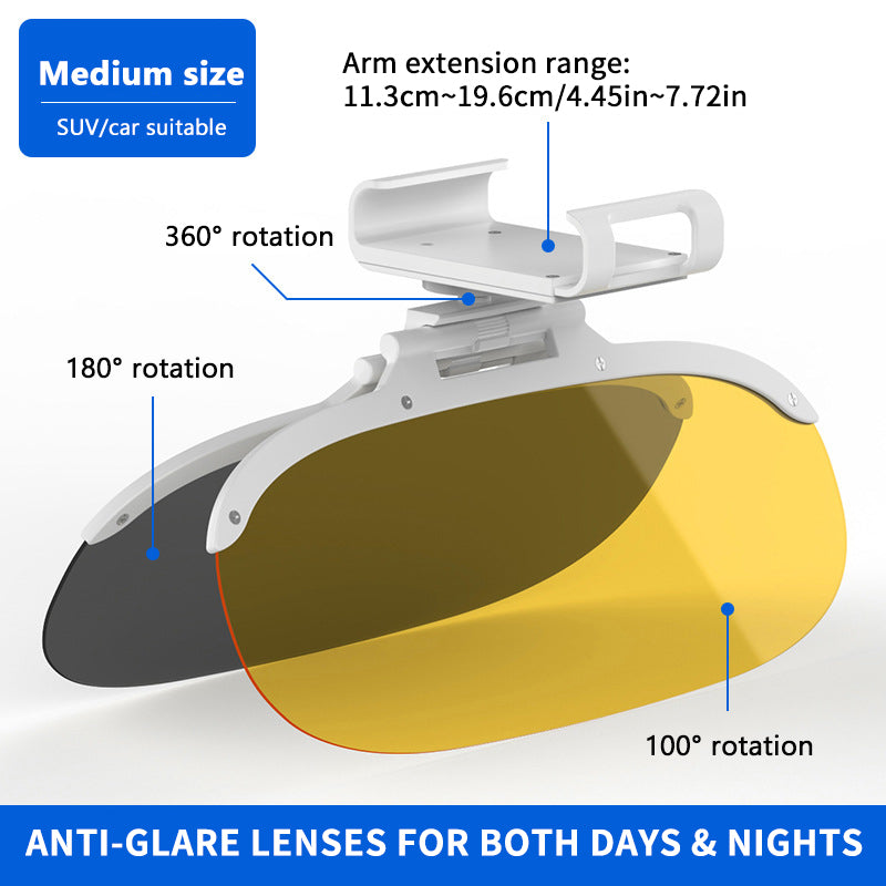 SEAMETAL Car Sun Visor Goggle Anti-UV Anti-Dazzle Sun Visor Clip-on Extender