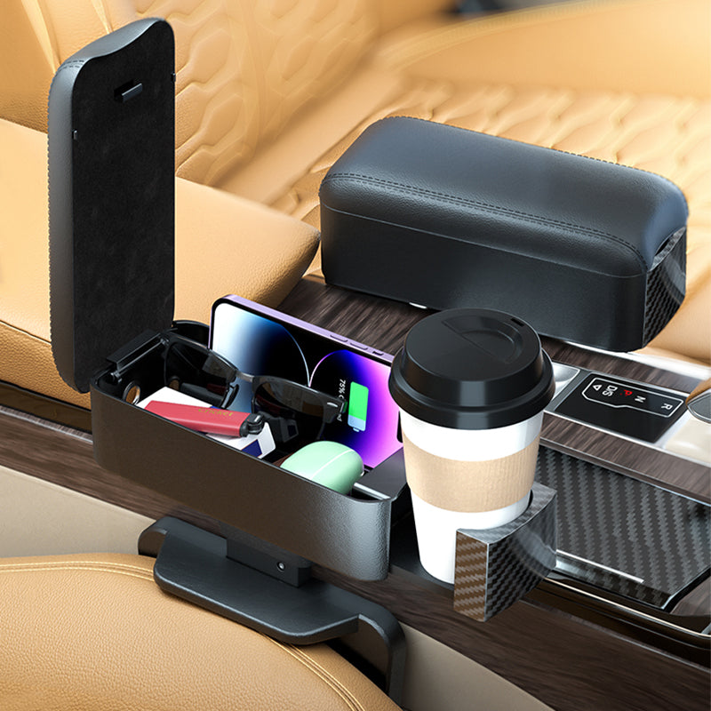 SEAMETAL Car Armrest Box Organizer Adjustable Height Elbow Rest Pad With Charging Cable