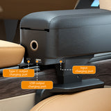 SEAMETAL Car Armrest Box Organizer Adjustable Height Elbow Rest Pad With Charging Cable