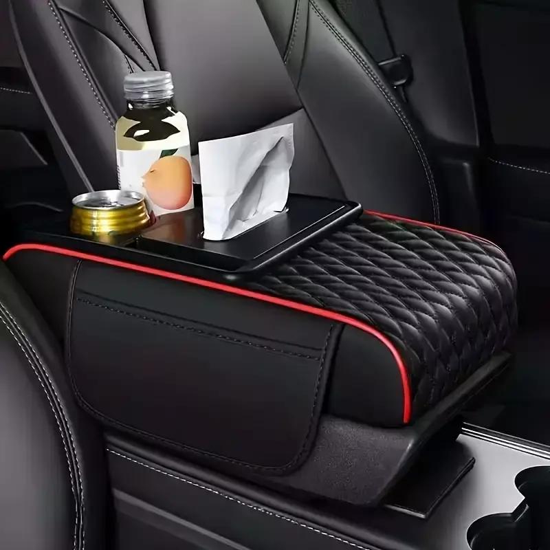 SEAMETAL 5 In 1 Car Armrest Cover Center Console Organizer Tissue Box Cup Holder