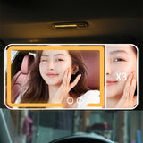 SEAMETAL Car Interior Mirrors Sun Visor Plate LED HD Makeup Mirror with 3X Magnifying 3 Color Light