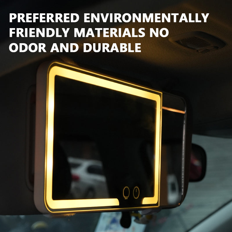 SEAMETAL Car Interior Mirrors Sun Visor Plate LED HD Makeup Mirror with 3X Magnifying 3 Color Light
